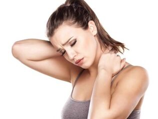 The girl has osteochondrosis on the neck